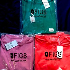 Figs Rafaelas size S - hot coral, hunter green, shocking pink